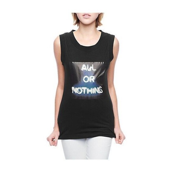 New Womens Designer True Religion Jean Black Soft Tee Shirt Top M All or Nothing - Picture 1 of 5
